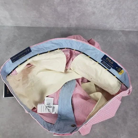 Polo Ralph Lauren Shorts Mens 40  Pink Striped Seersucker 9" Classic-Fit Preppy - Picture 11 of 11